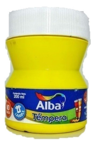 Tempera Alba Colores Cromáticos Pote 200ml Color Amarillo