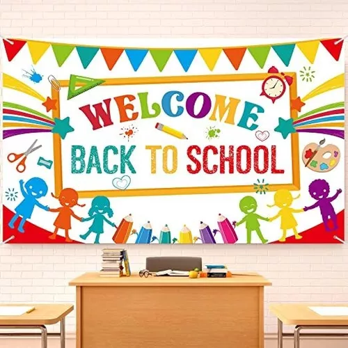 Bandera de bienvenida de vuelta a la escuela, cartel de bienvenida para el  primer día en la escuela, decoración de bienvenida para el aula preescolar