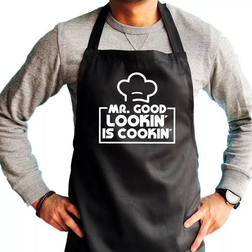 Delantal Personalizado Mr. Good Looking Is Cooking Estampado