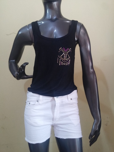 Musculosa Strass Negra - Marca M & V - Talle S/ M