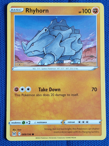 Rhyhorn Basic Pokémon No.111 089/196 Nintendo 2022