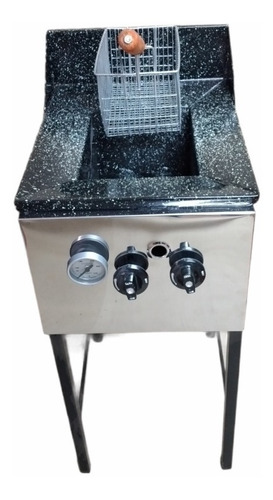 Imagen 1 de 3 de Freidora Saimar Industrial A Gas 10 Lts Enlozado Con Base