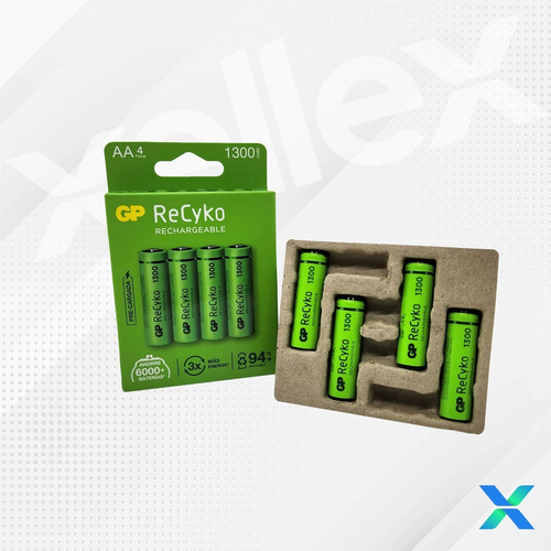 Imagen 5 de 8 de Pilas Aa Recargables Gp 1300mah Nimh Recyko Pack X 4 Unids