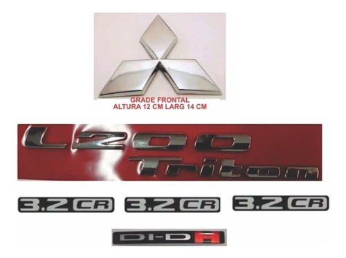 Kit Emblemas L200 Triton 2008/2017 3.2cr Didh Logo Grade