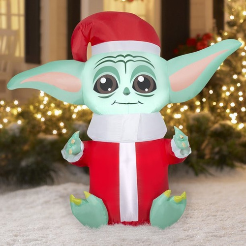 Inflable D Navidad Star Wars Baby Yoda Santa Grogu 1.52m *sk