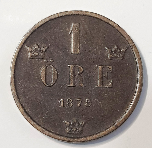 Moneda Suecia 1875 1 Ore Unica Öre Brödrafolkens Väl