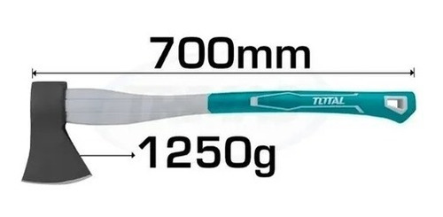 Imagen 2 de 4 de Hacha De Mano 1250 Gr Total Industrial Mango De Fibra 70 Cm