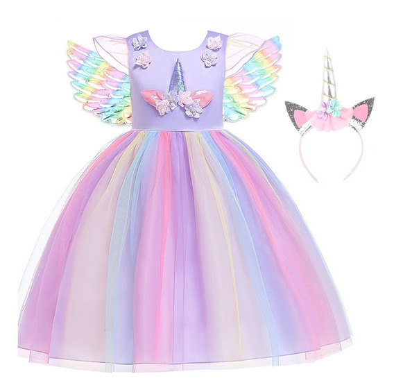 Vestido Con Diseño De Princesa Unicornio Para Niña | Meses sin intereses