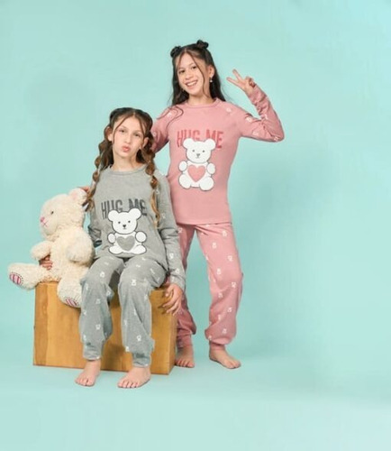 Pijama Nena Jersey Invierno Aplique Oso Lencatex 25955