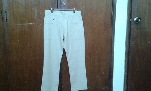 Pantalón Tipo Jean.  Beige. 55% Lino/45% Algodón. Talla M/12