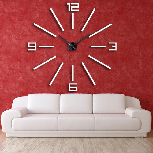 Relojes De Pared De Superficie De Espejo Diy 3d De Plata .