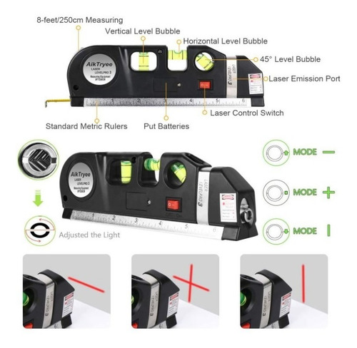 Imagen 3 de 9 de Nivel Laser Nivel Burbuja 3 Modos Flexometro