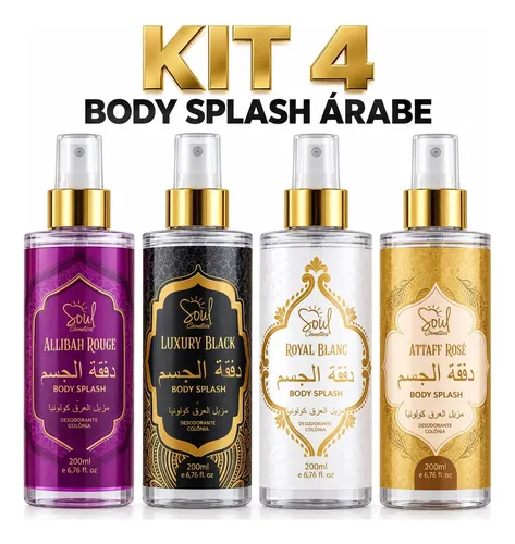 Soul Cosméticos Kit4 Body Splash Feminino Àrabe Importado 200ml,alta