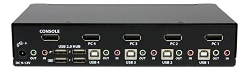 Startech.com Conmutador Kvm Displayport De 4 Puertos Con Aud