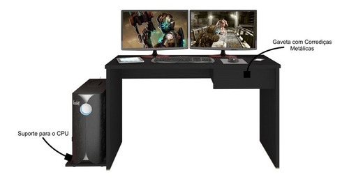 Mesa Para Computador Notebook Desk Game Drx 8000 - Mpozenato Cor Preto