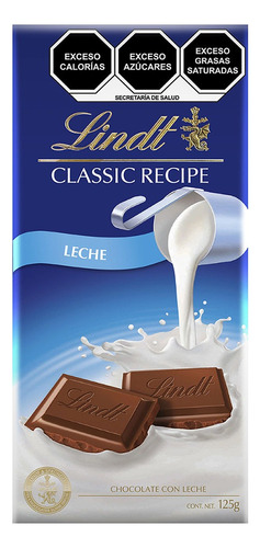 Barra De Chocolate Con Leche Classic Recipe Lindt 125gr