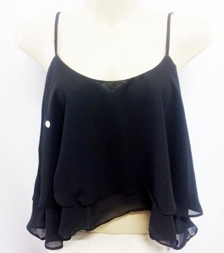 Regatinha Top Cropped Babado Duplo Lindo Chiffon, P Ao G