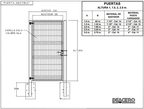 Puerta Reja Deacero Con Cerrojo 1.5m Alto X 1m Ancho Verde