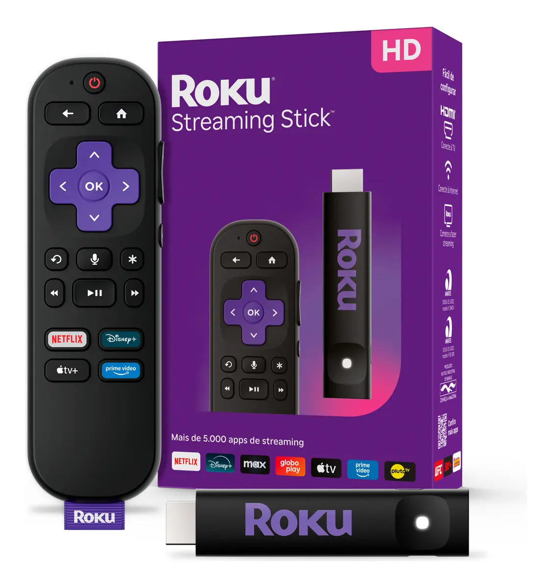 Roku Streaming Stick 3840br 2025 para TV HD y modo de auriculares con control de voz completo
