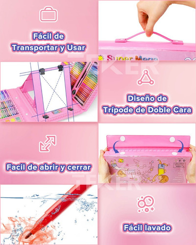 Set De Arte Kit De Dibujo Lápices Marcadores Plumon 208pcs