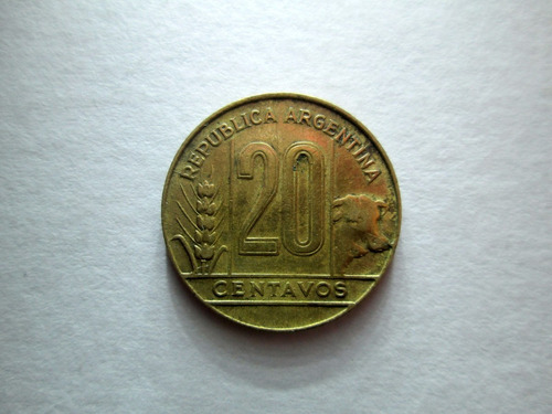 Moneda Argentina 20 Centavos 1949 Peronismo Torito Boedo