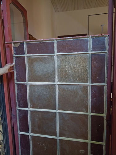 Puerta Mampara De Hierro Y Vidrio, Antigua, Original Varios (Usado)