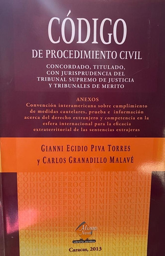 Código De Procedimiento Civil Gianni Piva Carlos Granadillo