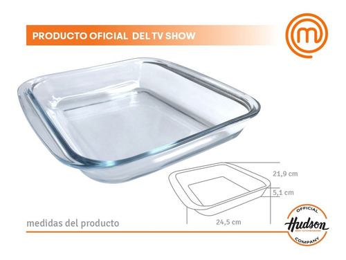 Asadera Vidrio Templado Hudson Cuadrada Horno 24x21x5 Cm