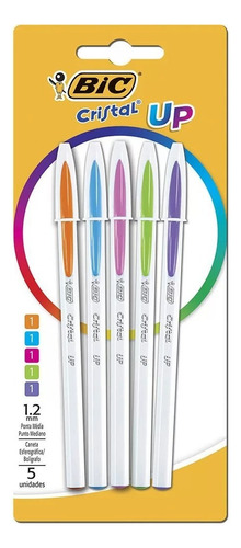 Caneta Esferográfica Bic Cristal Up Ponta Média 5 Cores Cor da tinta azul,laranja,rosa,verde,roxo