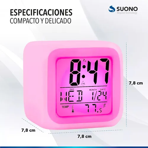 Reloj Despertador Digital De Cubo Con Luz Led Multicolor