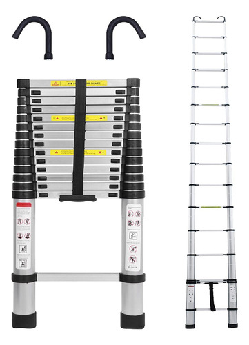 Escalera Telescópica De Aluminio De 20.5 Pies,plata
