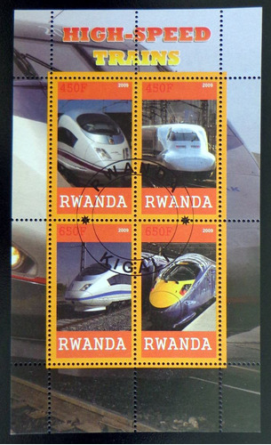 Rwanda Trenes, Bloque 4 Sellos 2009 Usado L6989