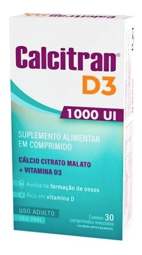 Calcitran D3 1000 Ui + Vitamina D3 Cálcio Citrato Mal 30comp