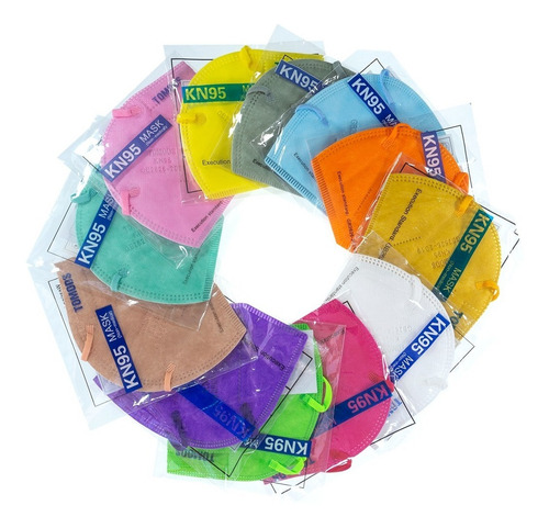 Imagen 8 de 8 de Kn95 Mascarillas Cubrebocas Lavables 13 Pzs Colores Tomods