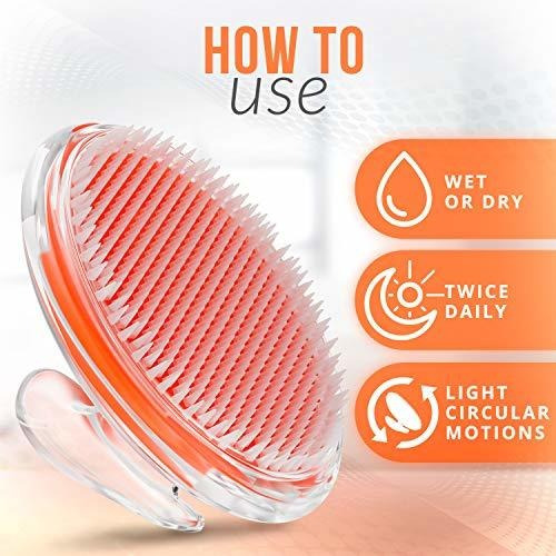 Cepillo Exfoliante Facial Y Corporal Cerdas Silicona Naranja