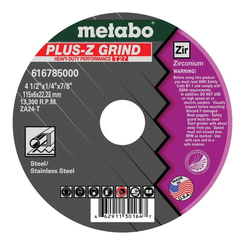 10 Disco Desbaste Metabo Inox Plus-z Grind 41/2 X1/4 X 7/8 