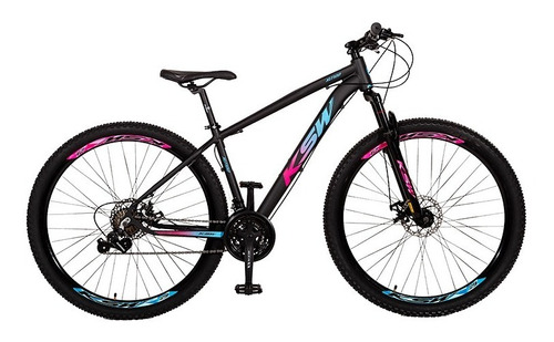 Bicicleta Xlt 100 21v Tamanho Do Quadro 19   Cor Preto Com Pink E Azul