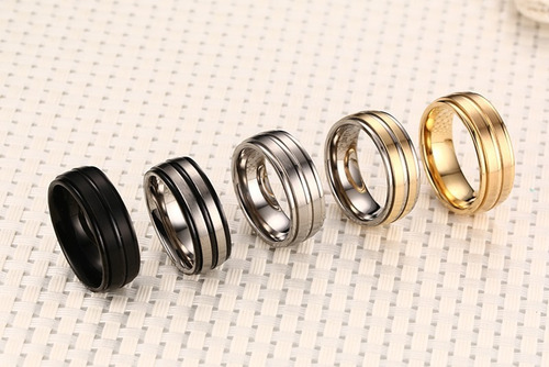 Anillo Elegante De Titanio Para Bodas- Compromisos.