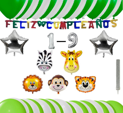 Cumpleaños En Casa Globos Animales De La Selva 160 Articulos