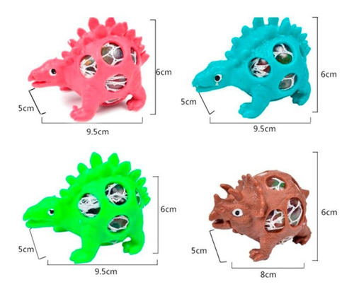 Imagen 7 de 7 de Squishy Dinosaurio Con Gel Antiestrés Souvenir Pelotitas X1