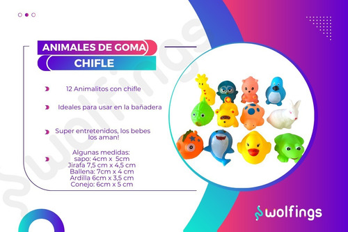 12 Animales De Goma Chifles Juego Para El Baño Juguete Bebes
