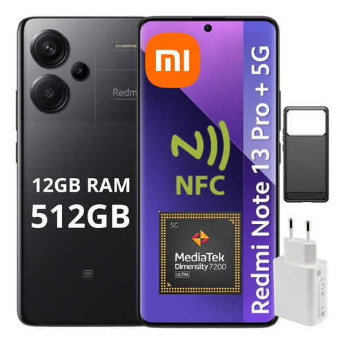 Xiaomi Note 13 Pro Plus 5g 512gb 12gb Ram Dual Sim Nfc Ip68 Cámara 200mpx Mediatek Dimensity 7200 Ultra 2.8ghz Gorilla Glass Victus Gran Batería 5000mah Color Negro