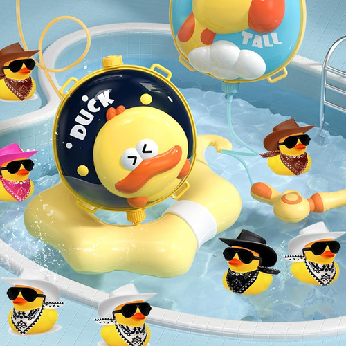12 Mini Patos Vaqueros Con Sombrero, Bufanda Y Gafas De Sol