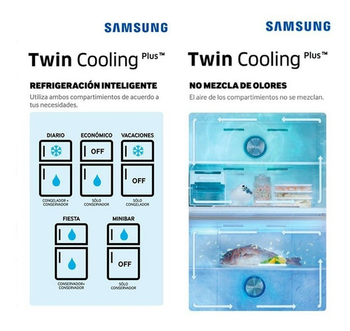 Heladera inverter no frost Samsung Top Mount RT38K598 easy clean steel con freezer 368L 220V