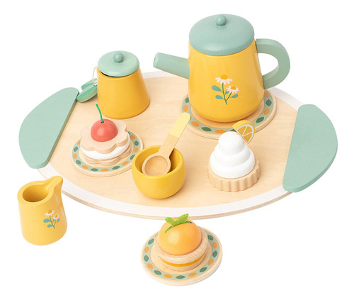 Juego De Fiesta De Té De Madera, Decoración Para Casa De