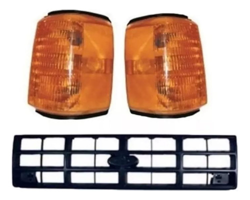 Juego De Faros De Giros Mas Parrilla Ford F 100 88/95 Negro