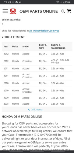 Transmision Automatica Honda Accord 2008-2010 3.5 V6 8r97aa6 (Usado)