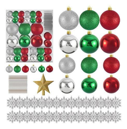 Set De 128 Bolas Navideñas Decorar Árbol De Navidad L...