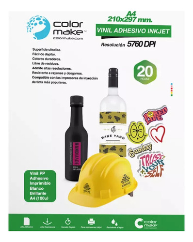 Vinil Imprimible Adhesivo Transparente A4 20 Hoja Color Make