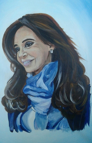 Cuadro Cristina  Kirchner Cfk Pintado A Mano 20 X 30 Cm 